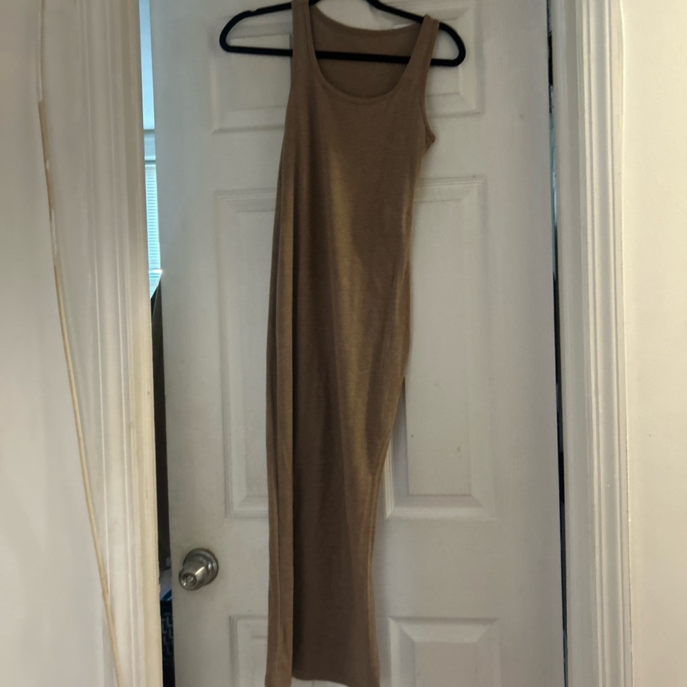 Elegant Tan Sleeveless Maxi Dress